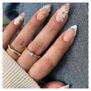 Künstliche Fingernägel Kurz French 3D Blumen Ombre Weiß FC-D 1 St