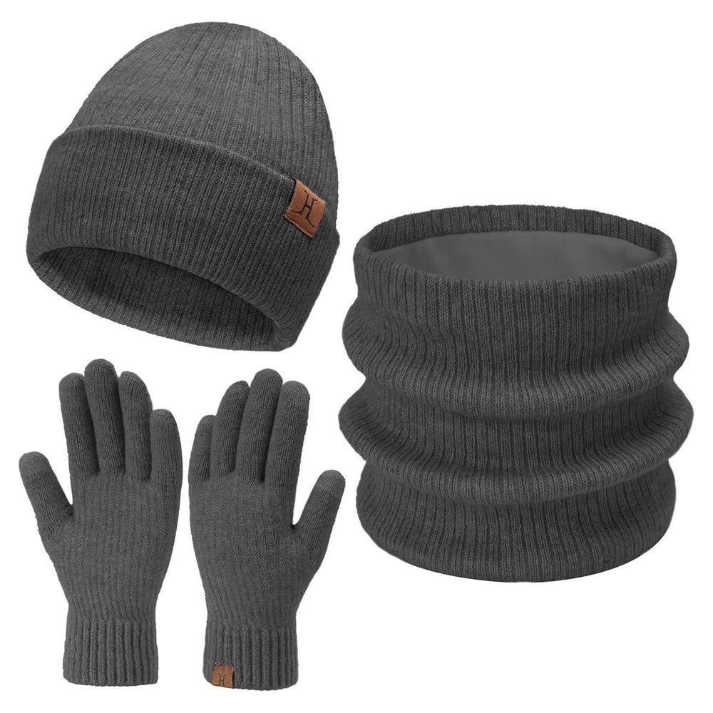 Mütze Beanie Schlauchschal Damen Herren Unisex 3 Stück Dunke 1 St