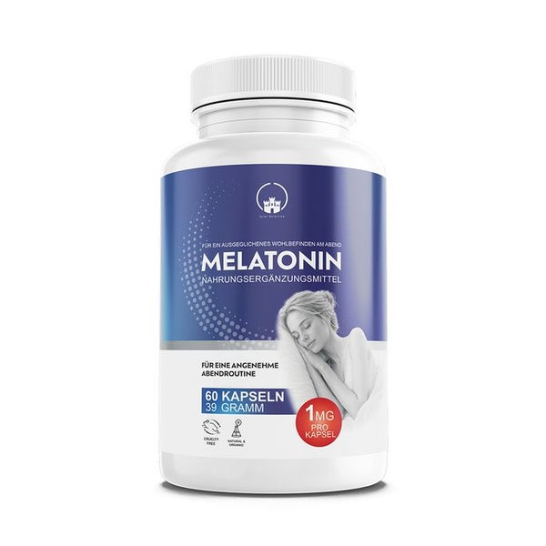 Saint Nutrition® Melatonin Kapseln 1mg | Hochdosiert | Einschlaf Hilfe - Sauber Ein & Durchschlafen 39 g