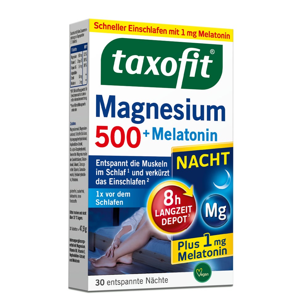 Taxofit Magnesium 500 Nacht+melatonin Tabletten 30 St
