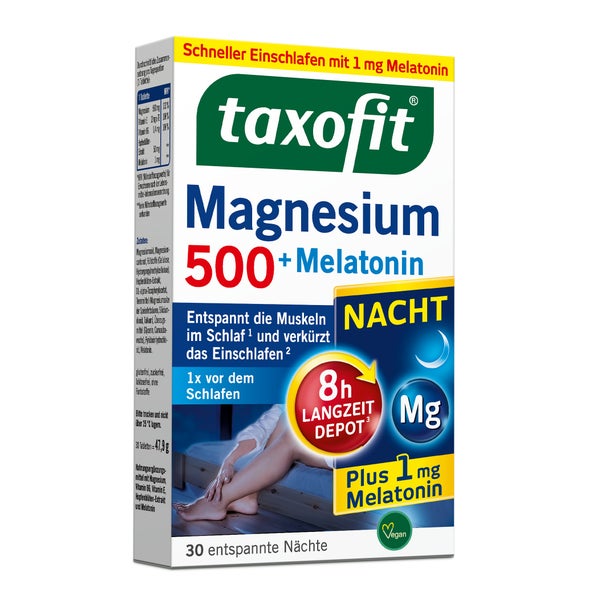 Taxofit Magnesium 500 Nacht+melatonin Tabletten 30 St