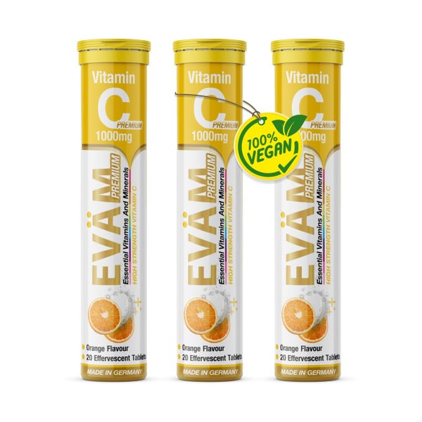 Vitamin C 1000mg Brausetabletten vegan hochdosiert 3er Pack 60 St