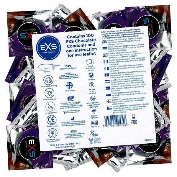 «Chocolate» - 100 transparente Kondome mit Schokoladenaroma (100 Kondome) 100 St