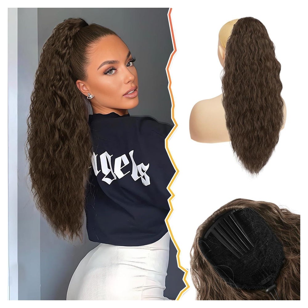 Ponytail Extension 56cm Welliges Pferdeschwanz Haarteil Brau 1 St