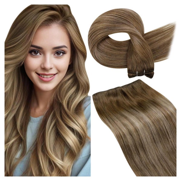 Tressen Echthaar Einnähen Balayage Braun 35cm-80G 4.91-Weft- 1 St