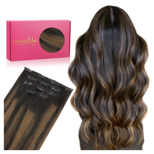 Clip in 50cm-80g #2 6 2 Balayage Dunkel Braun to Chestnut Br 1 St