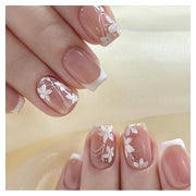 FEMBW Kurze Quadratische Press on Nails Nude mit Blumenmuster