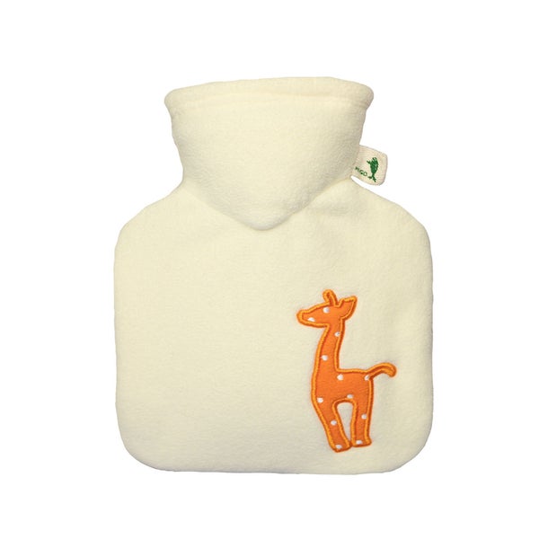 Kinder-Wärmflasche 0,6 l mit Bezug Fleece weiß Giraffe
