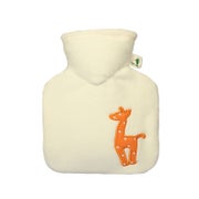 Kinder-Wärmflasche 0,6 l mit Bezug Fleece weiß Giraffe
