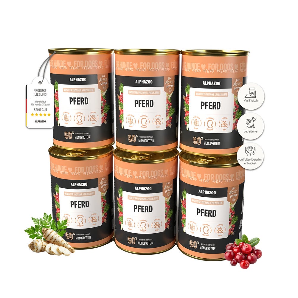 Monoprotein Pferd Nassfutter für Hunde 6er 2400 g