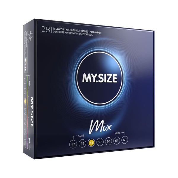 «53mm MIX» Kondome: 28er Pack, glatt, gerippt, aromatisiert (28 Kondome) 28 St