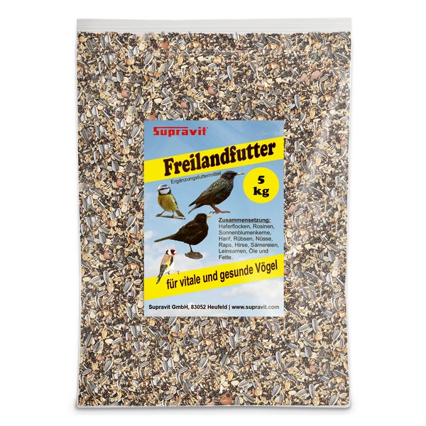 Supravit Freilandfutter für Vögel - energiereiches & proteinreiches Vogelfutter für Freilandvögel & Wildvögel I ideal zur Fütterung Aller freilebenden Vogel-Arten im Sommer geeignet 5 kg