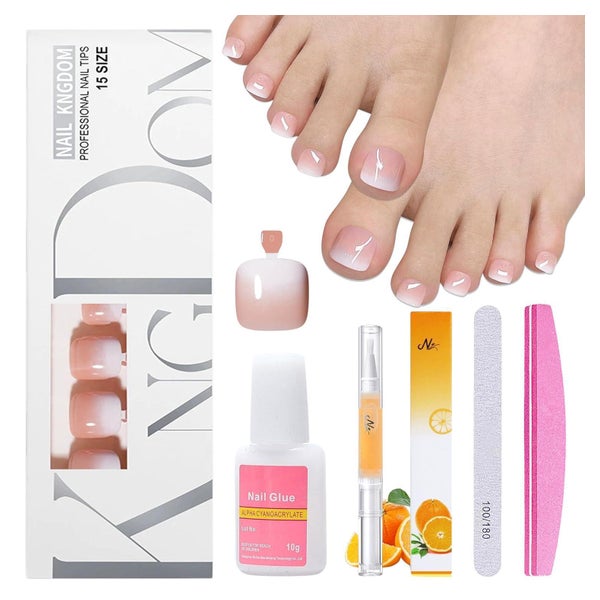 Falsche Fußnägel Selbstklebend 150 Stück Nude Gradient Weiß 1 St