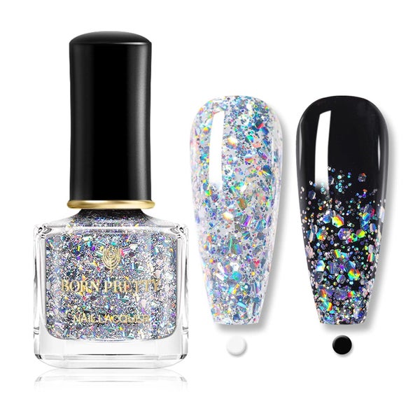 Nagellack Glitzer Pailletten Regenbogen Nail Art Silber Glit 1 St