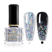 Nagellack Glitzer Pailletten Regenbogen Nail Art Silber Glit 1 St