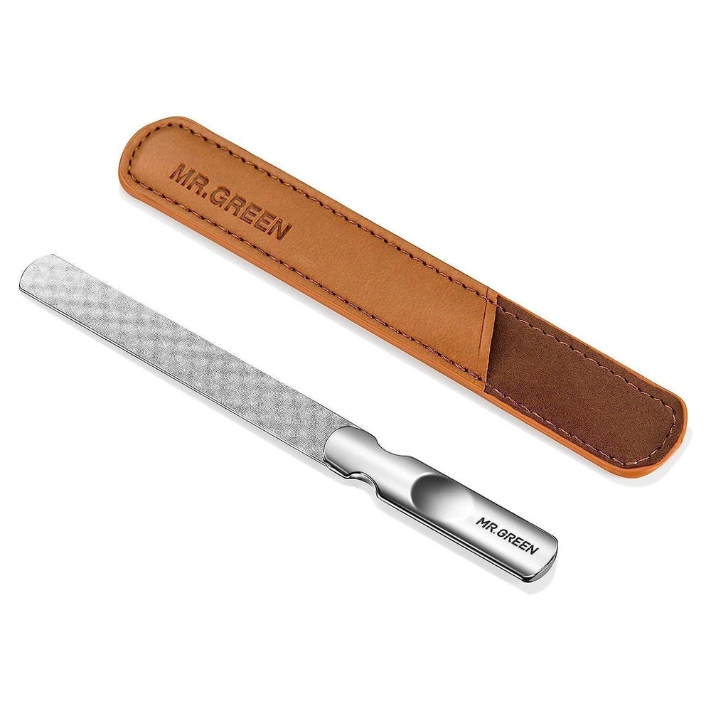 Edelstahl Nagelfeile mit Anti-Rutsch-Griff, Ledertasche - Mä 1 St