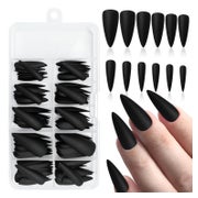 120X Stiletto Press On Nägel Schwarz Matt Akryl DIY Nagelkun 1 St