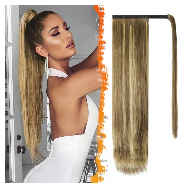 Pferdeschwanz Haarteil Wrap 66cm Asch Mittel Braun & Bleiche 1 St