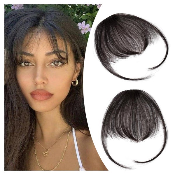 Pony Clip in Echthaar Remy Wispy Bangs #1B Natürliches Schwa 1 St
