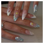 Press Nails Kurz Almond 3D Muscheln Perle Seesterne AKG3 1 St
