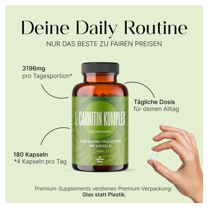 l carnitin kapseln testsieger L-Carnitin Triple Komplex vegan - 180 - Nature Flow 180 St online kaufen RIGOROUS QUALITY STANDARDS