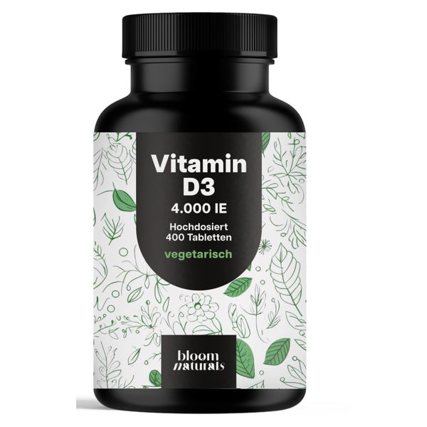 Vitamin D3 4000 IE - 400 Tabletten - Bloom Naturals 400 St