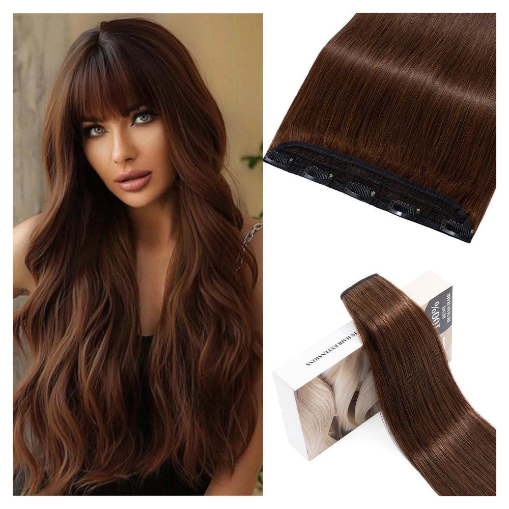 Haarverlängerungen Clip in Extensions Echthaar 5 40 cm #4 Mi 1 St