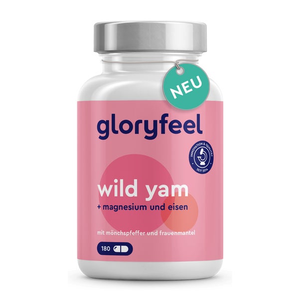 gloryfeel® Wild Yam + Mönchspfeffer & Frauenmantel mit Magnesium & Eisen Kapseln 180 St