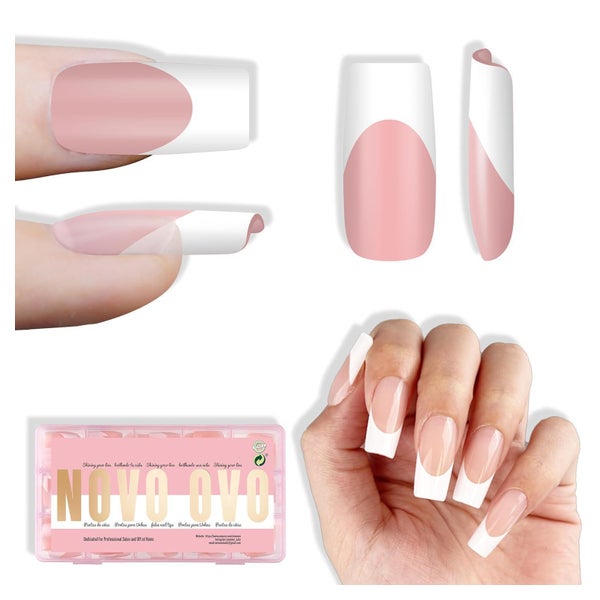 Nagelspitzen Acryl Medium Square White French Tip Baby Pink 1 St