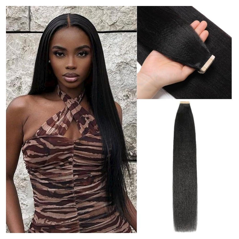 Tape Extensions Echthaar Schwarz Yaki 1B YK 24zoll 61cm 40er 1 St