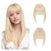 MY-LADY Clip in Pony Echthaar 14g Platinblond (#60) - Französischer Pony mit