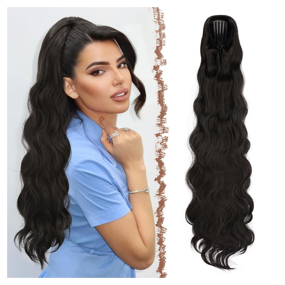 Pferdeschwanz Haarteil Clip Kordelzug 75cm Schwarz 4# Schwar 1 St