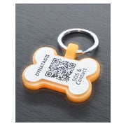 Hundemarke Knochenform Silikon Glow Orange – QR-Code Tier-ID mit Online-Profil 1 St