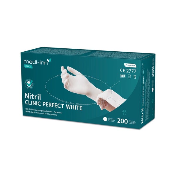 Medi-Inn PRO Clinic Perfect White Nitril-Einmalhandschuhe, weiß, puderfrei, Gr. L 2000 St