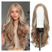 Perücke 24 Zoll Synthetik Braun Ashblonde Wellig Scheitel Ho 1 St