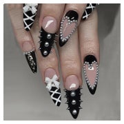 GlamRays 24 Stück Y2K Mandel Trage Press on False Nails Schw 1 St