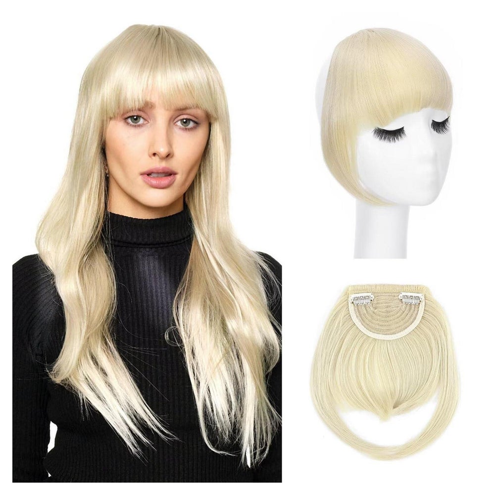 Pony Haarteil Clip in Echthaar Franse Bang 2 Clips Blond 1 St