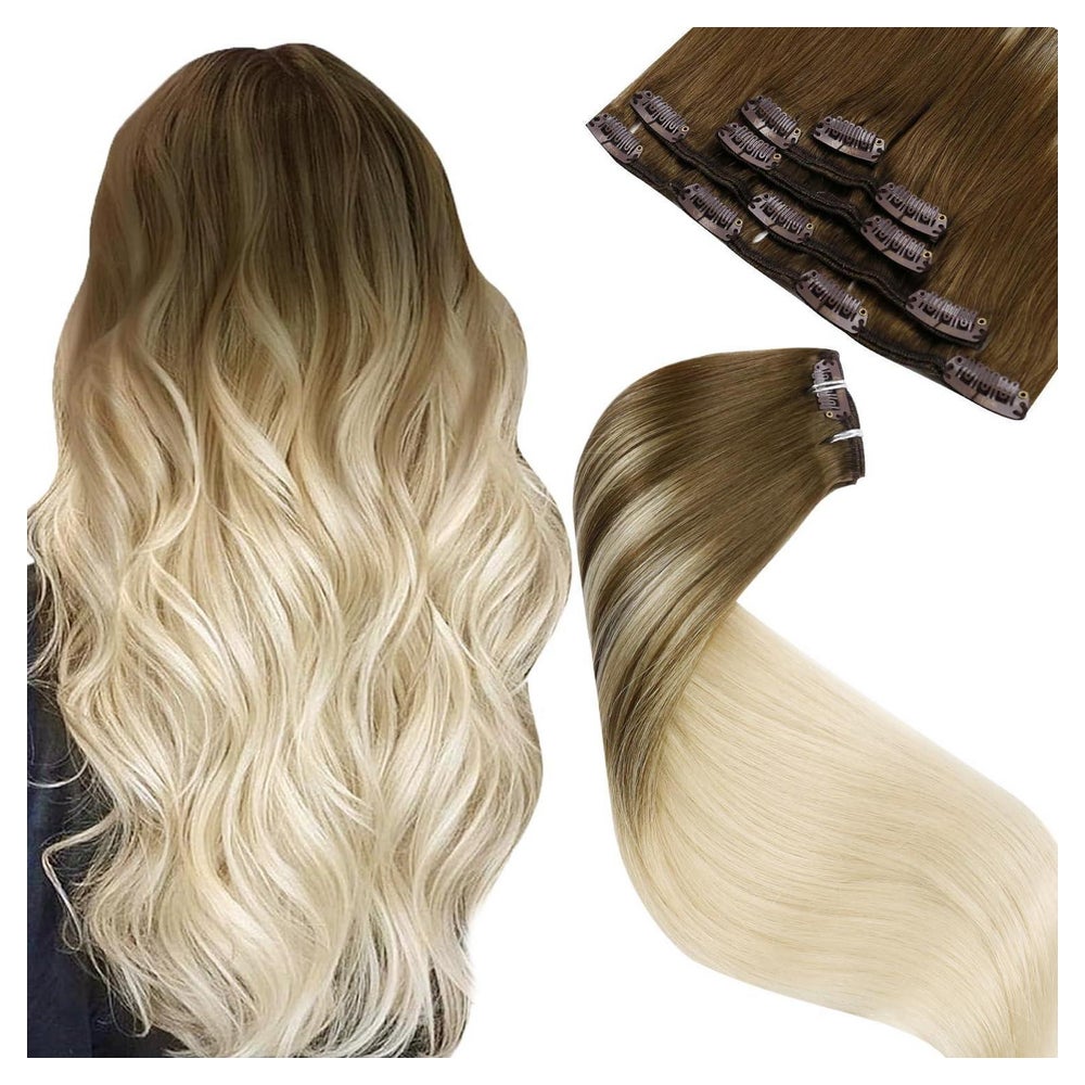 Clip in Extensions Echthaar Remy Ombre Braun 30cm-5PCS 2.7#b 1 St