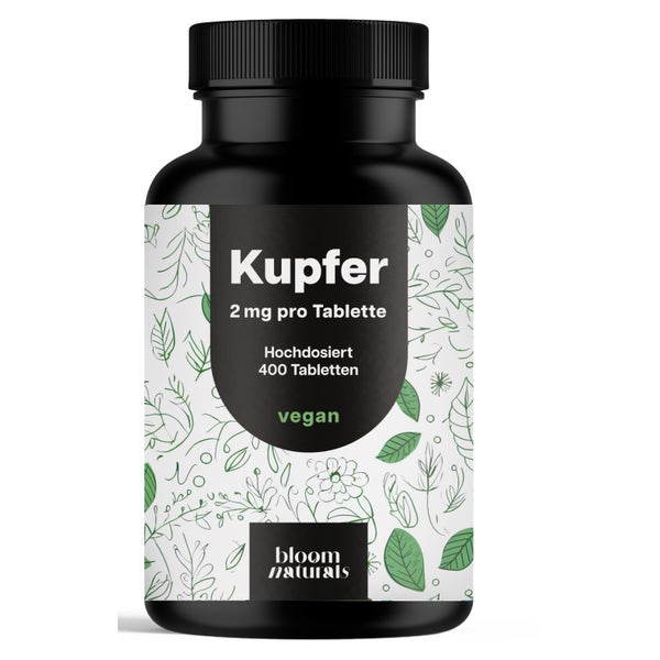 Kupferbisglycinat 2 mg - 400 Tabletten - Bloom Naturals 400 St