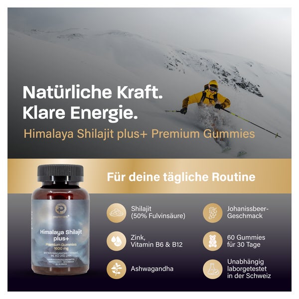 peplement Shilajit Gummies mit Ashwagandha, B6, B12 und Zink 60 St