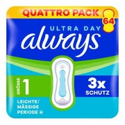 Always Ultra Damenbinden Leichte / Mässige Periode (Größe 1) 64 Stück 1 St