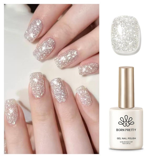 Nagellack UV Gel Silber Glitzer Glanz Maniküre Karat Weiß Fl 1 St