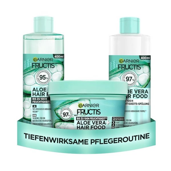 Garnier Fructis Aloe Vera Hair Food Haarpflege Set mit Multi-Use Maske, Shampoo und Spülung 1 St