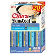 INABA Churu Cat Skin Coat 20x14g Thunfisch, Thunfisch und Jakobsmuscheln Creme Katzenleckerli 0,28 kg