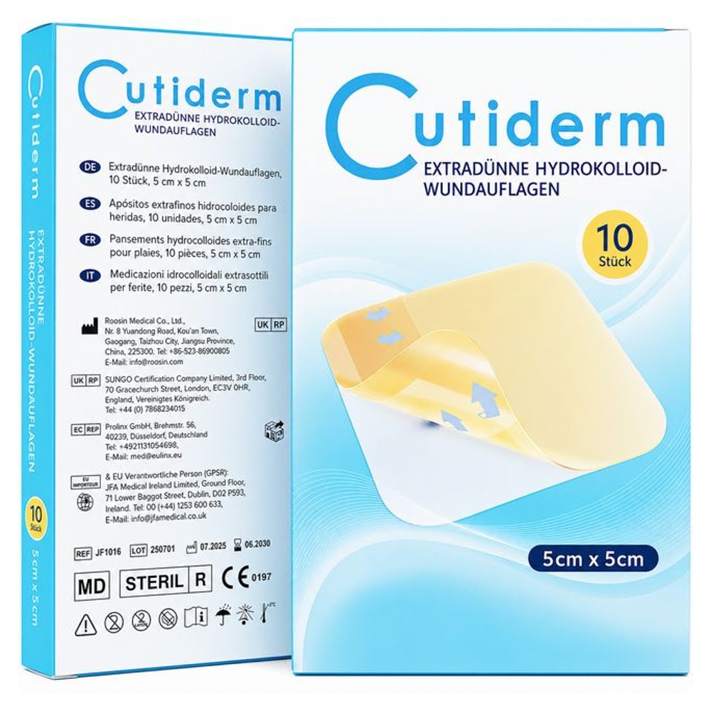 Cutiderm Hydrokolloid Extra Dünn Wundauflage 5cm x 5cm 10 St