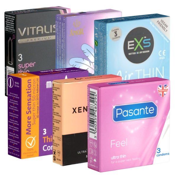 Kondomotheke® Feel&Thin SIXPACK - 6 Sorten dünne Kondome (18 Kondome) 18 St