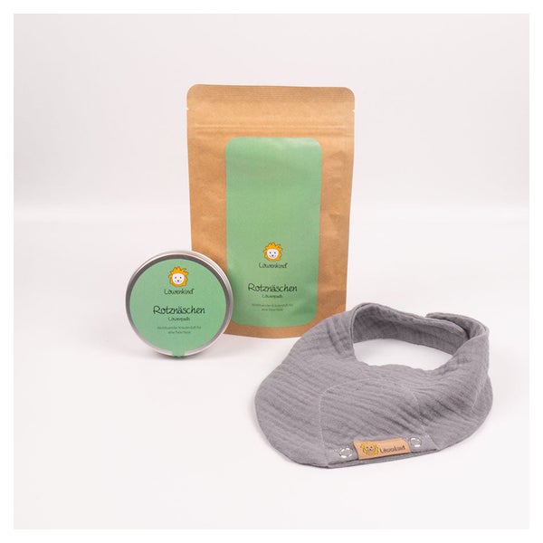 Rotznäschen-Set "Grau" | Kräuterpads & Halstuch 15 St