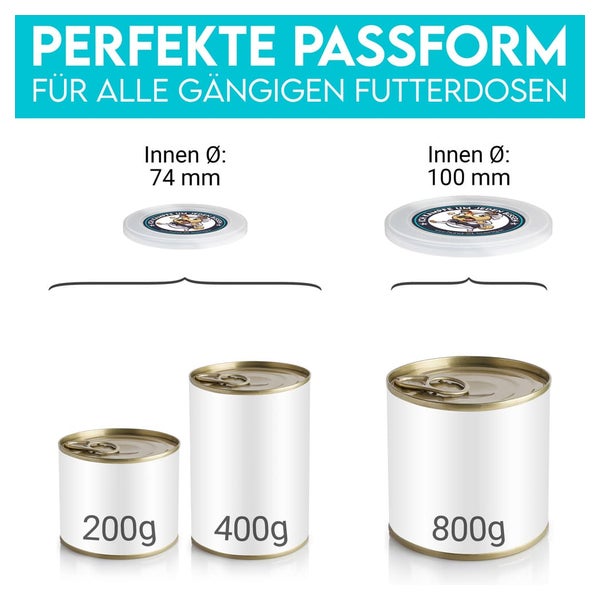 Rudelkönig Dosendeckel 200g / 400g - 3 Stück - Spülmaschinenfeste Rudelkönig Dosendeckel 200g / 400g - 3 Stück - Spülmaschinenfeste