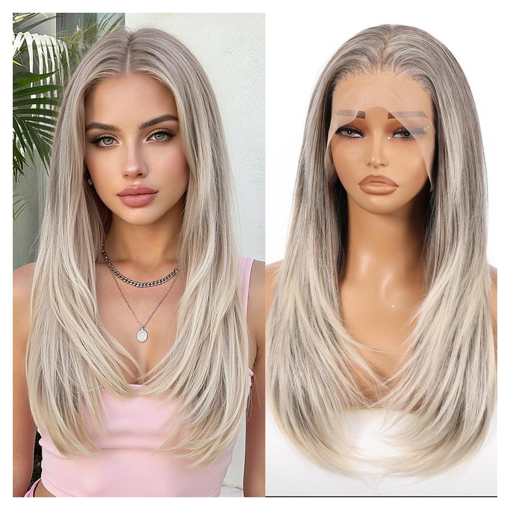 Perücke Lace Front 13x6 22 Zoll Glueless Damen Highlight Gra 1 St