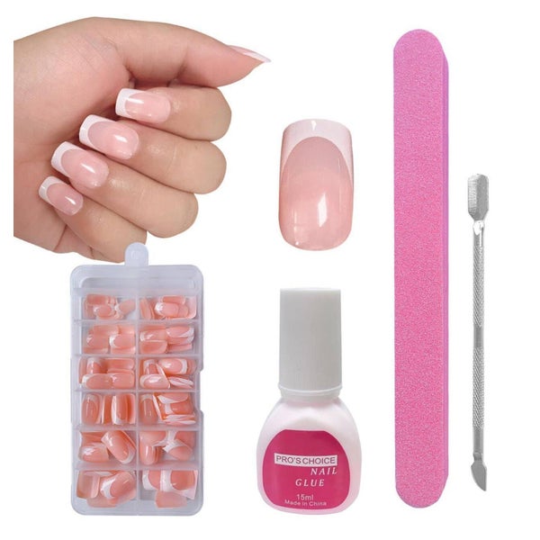 Nageltips Press On French Full Cover Gel Primer Kit Square S 1 St